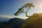 Sunset view of Sokolica peak in Pieniny mountain