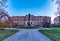 Sunset view of Statue of Erik Gustaf Geijer in front of the university of Uppsala in Sweden