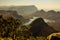 Sunset view of Three Rondavels, Blyde Canyon, South Africa.