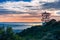 Sunset view towards San Francisco bay as seen from the summit of Mt Diablo