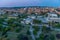 Sunset view of University of Prishtina, National library of Kosovo and unfinished serbian orthodox church of Christ the Saviour in