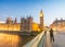 Sunset view of Westminster Bridge and Palace, London