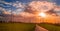 Sunset with view on wind turbines