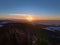 Sunset viewed from Eugen-Keidel-Turm on Schauinsland peak, Germany with beautiful view over the foothills of Black Forest.