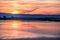 Sunset views of the tidal marshes of Alviso, Don Edwards San Francisco Bay National Wildlife Refuge, San Jose, California