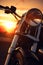 sunset vintage old motorcycle background, Nostalgie 90s, ai generatoive