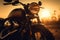 sunset vintage old motorcycle background, Nostalgie 90s, ai generatoive