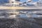 Sunset on the Wadden Sea during low tide