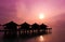 Sunset and water bungalows