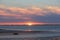 A sunset at the westerschelde in holland with low tide in summer