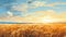 Sunset Wheat Fields: Realistic Painting With Flat Brushwork