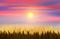 Sunset Wheat and sky realistic painting landscape wallpaper illustration