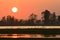 Sunset on a wild nepali swamp, at Bardia, Nepal