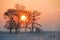 Sunset in Winter tale. Jilin Rime Islands of Northeast