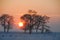 Sunset in Winter tale. Jilin Rime Islands of Northeast