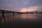 Sunset of Wuhan Yangtze River Bridge