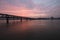 Sunset of Wuhan Yangtze River Bridge
