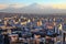 Sunset at Yerevan City, view with majestic Ararat mountain, Armenia