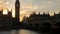 Sunsets behind Parliament and Westminster