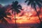 Sunsets casting a breathtaking palette of colors realistic tropical background