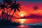 Sunsets casting a warm vector tropical background