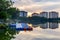 sunsets over the lake at Tasik Biru, Kundang, Malaysia