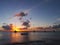 Sunsetting over yachts moored off Kralendijk, Bonaire, Dutch Antilles.