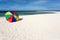 Sunshade on tropical white beach