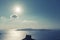 Sunshine above Caldera on Santorini Island