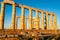 Sunshine on ancient columns of parthenon