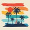 Sunshine beach, summer beach sunshine vector print design artwork