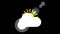 Sunshine and cloud icon animation with black background. Animation with Alpha transparent background for easy use in