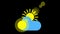 Sunshine and cloud icon animation with black background. Animation with Alpha transparent background for easy use in