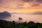 Sunshine and clouds on the morning mist At Phu Lang Ka, Phayao, Thailand