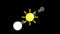 Sunshine icon animation with black background. Animation with Alpha transparent background for easy use in your video