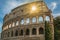 Sunshine inside the arch of the Colosseum, Rome