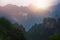 Sunshine over Tianzi mountains in Zhangjiajie