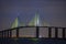 Sunshine Skyway Bridge Twin Suspension Cable Peaks At Night