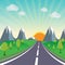 Sunshine spring landscape background with a road