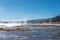 Sunshine surface covered with steam and geysers in Bolivia