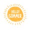 Sunshine symbol with Hello Summer lettering typography.