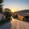 Sunsrise view of Calascibetta village in central Sicily, Italy. made with Generative AI