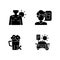 Sunstroke precaution black glyph icons set on white space