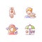 Sunstroke and sunburn RGB color icons set