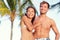 Suntan fit body couple beach travel portrait