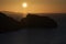 Sunup on calamosca beach from capo sant`Elia lighthouse