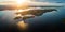 Suoyarvi lake at sunset surrounded by forests of Karelia