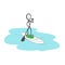 Sup stand up paddle board. Vector simple surf sport. Stickman no face clipart cartoon. Hand drawn. Doodle sketch, graphic