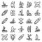 Sup surfing icons set, outline style