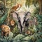 Super Adorable Jungle Nursery Art. Generative AI